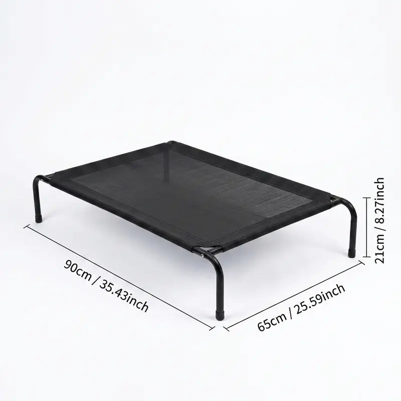 Petitrinu Classic Elevated Dog Bed with Metal Frame - Cooling Textilene Mesh Fabric, Breathable and Moisture-Proof Design for Medium/Large Dogs, Available in Two Sizes (47.24" x 31.89" x 9.45" / 35.43" x 25.59" x 8.27")