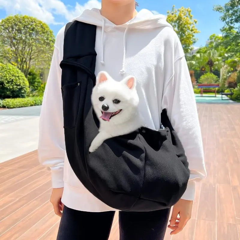 Small Dog and Cat Polyester Pet Carrier Backpack Outdoor Animal Carrier with Shoulder Strap Snap Closure Crossbody Wear Hands Free Secure Transport for Walking Hiking