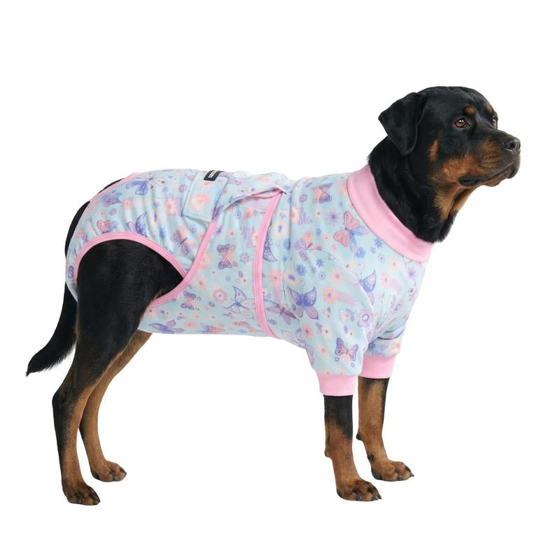 Spark Paws Dog Surgery Recovery Suit - Post-Surgery Recovery Onesie, Anti-Lick Abdominal Wound Protector, Soft Cone Alternative for Spay/Neuter - Donuts - Size S