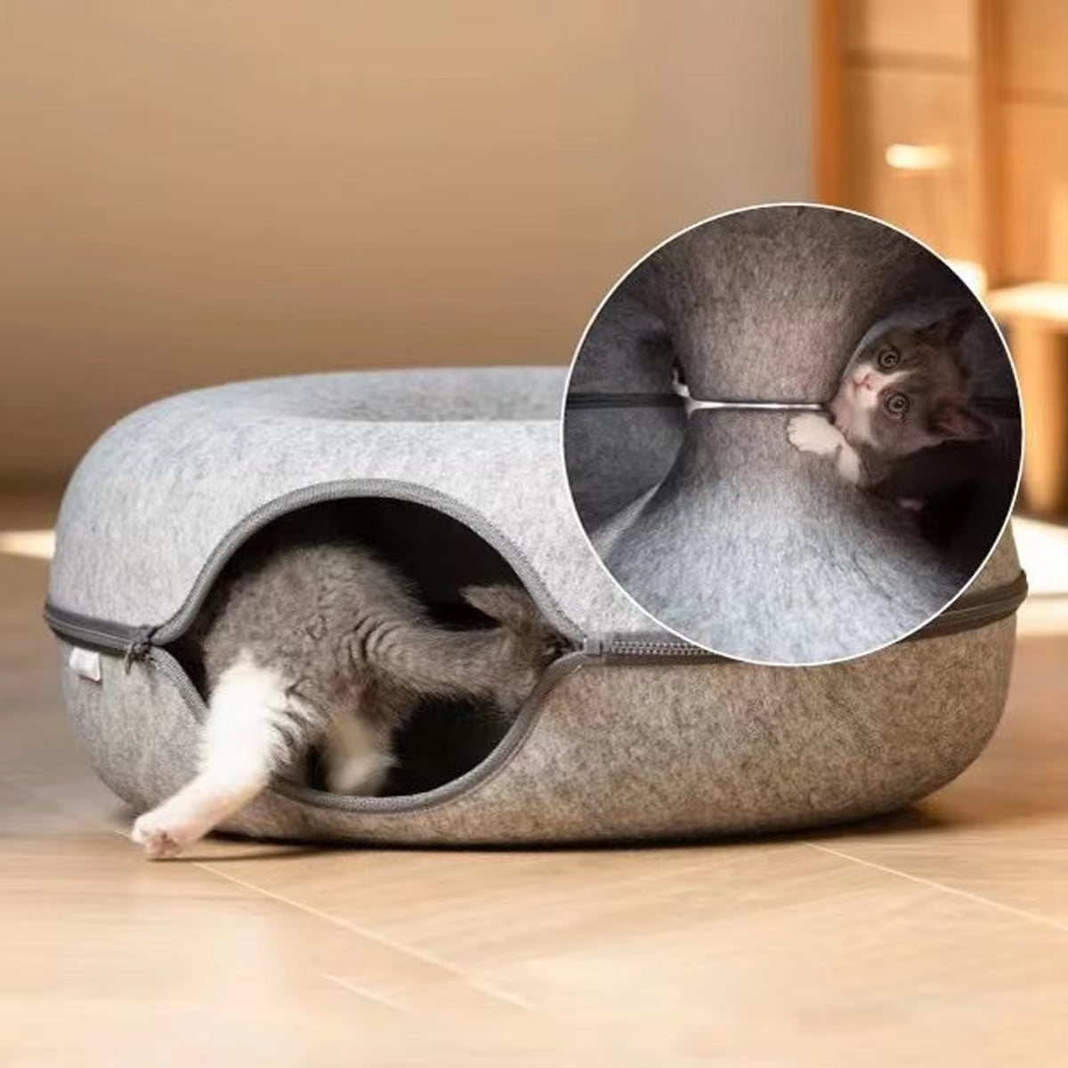 2-in-1 Donut Cat Tunnel & Bed