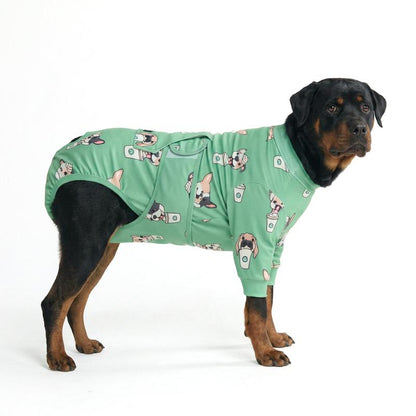 Spark Paws Dog Surgery Recovery Suit - Post-Surgery Recovery Onesie, Anti-Lick Abdominal Wound Protector, Soft Cone Alternative for Spay/Neuter - Donuts - Size S