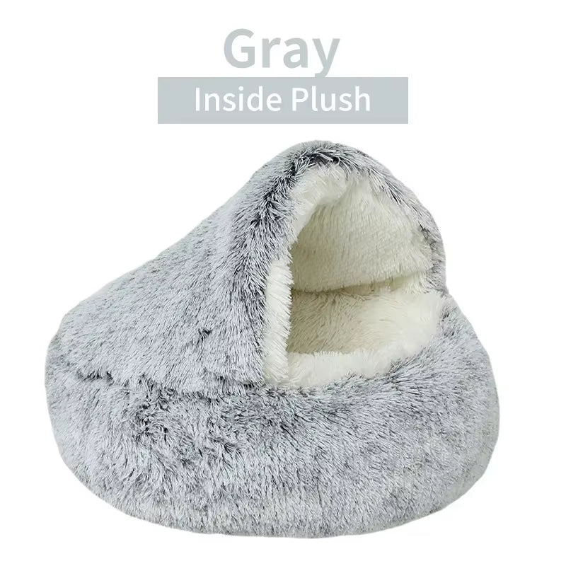 2-in-1 Plush Pet Bed for Cats and Small Dogs