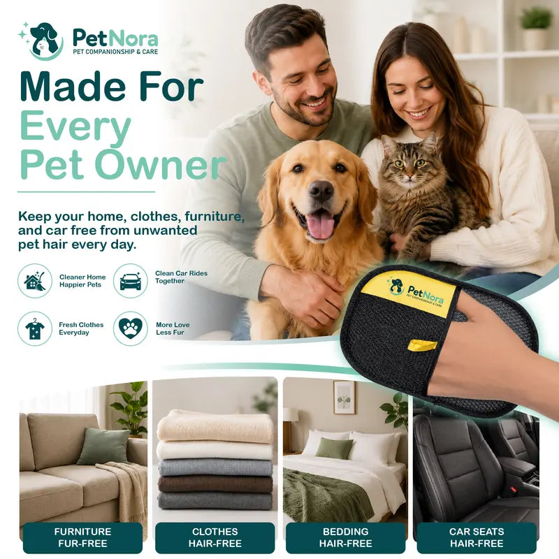 Pet Hair Remover Glove, Electrostatic Dog & Cat Hair Remover, Reusable Pet Hair Lint Cleaner for Furniture, Clothes, Car Seats