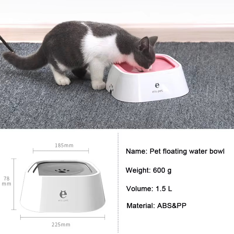 Spill-Resistant Floating Disc Water Bowl for Dogs & Cats