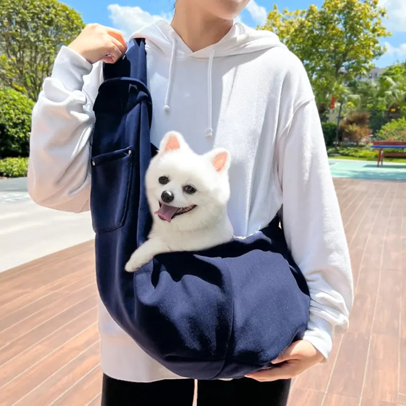 Small Dog and Cat Polyester Pet Carrier Backpack Outdoor Animal Carrier with Shoulder Strap Snap Closure Crossbody Wear Hands Free Secure Transport for Walking Hiking