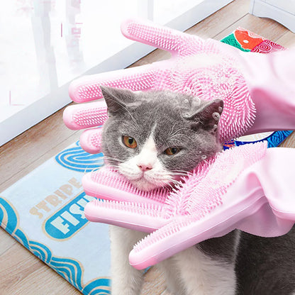 Silicone Grooming & Bathing Gloves for Dogs and Cats