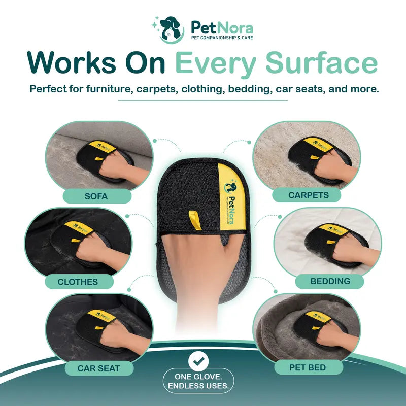 Pet Hair Remover Glove, Electrostatic Dog & Cat Hair Remover, Reusable Pet Hair Lint Cleaner for Furniture, Clothes, Car Seats