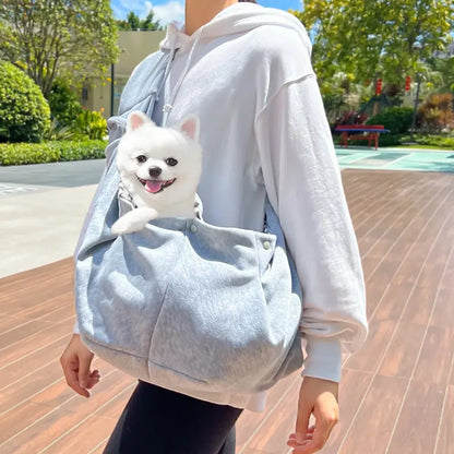 Small Dog and Cat Polyester Pet Carrier Backpack Outdoor Animal Carrier with Shoulder Strap Snap Closure Crossbody Wear Hands Free Secure Transport for Walking Hiking