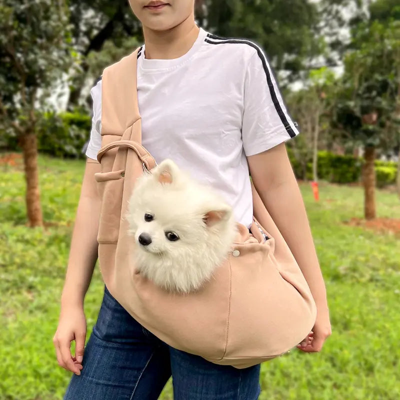 Small Dog and Cat Polyester Pet Carrier Backpack Outdoor Animal Carrier with Shoulder Strap Snap Closure Crossbody Wear Hands Free Secure Transport for Walking Hiking