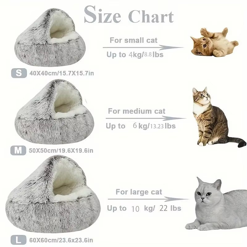 2-in-1 Plush Pet Bed for Cats and Small Dogs