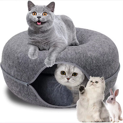 2-in-1 Donut Cat Tunnel & Bed