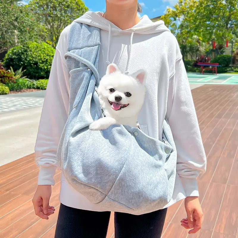 Small Dog and Cat Polyester Pet Carrier Backpack Outdoor Animal Carrier with Shoulder Strap Snap Closure Crossbody Wear Hands Free Secure Transport for Walking Hiking