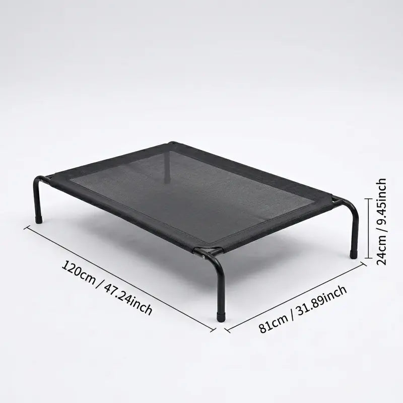 Petitrinu Classic Elevated Dog Bed with Metal Frame - Cooling Textilene Mesh Fabric, Breathable and Moisture-Proof Design for Medium/Large Dogs, Available in Two Sizes (47.24" x 31.89" x 9.45" / 35.43" x 25.59" x 8.27")