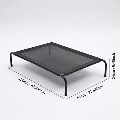 Petitrinu Classic Elevated Dog Bed with Metal Frame - Cooling Textilene Mesh Fabric, Breathable and Moisture-Proof Design for Medium/Large Dogs, Available in Two Sizes (47.24" x 31.89" x 9.45" / 35.43" x 25.59" x 8.27")