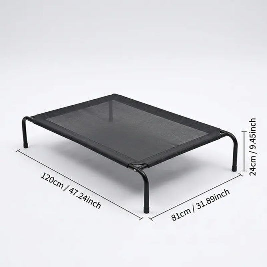 Petitrinu Classic Elevated Dog Bed with Metal Frame - Cooling Textilene Mesh Fabric, Breathable and Moisture-Proof Design for Medium/Large Dogs, Available in Two Sizes (47.24" x 31.89" x 9.45" / 35.43" x 25.59" x 8.27")