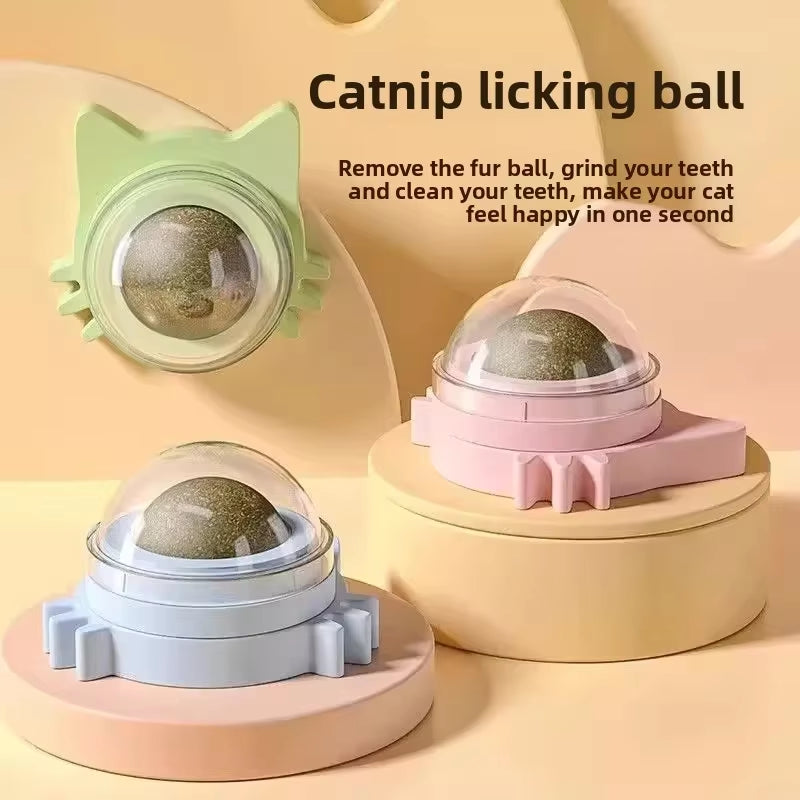 Wall-Mounted Rotating Catnip Ball for Cats