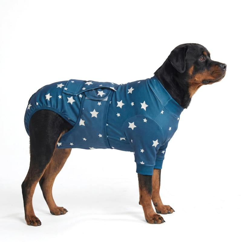 Spark Paws Dog Surgery Recovery Suit - Post-Surgery Recovery Onesie, Anti-Lick Abdominal Wound Protector, Soft Cone Alternative for Spay/Neuter - Donuts - Size S