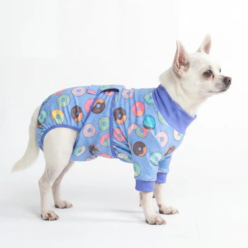 Spark Paws Dog Surgery Recovery Suit - Post-Surgery Recovery Onesie, Anti-Lick Abdominal Wound Protector, Soft Cone Alternative for Spay/Neuter - Donuts - Size S