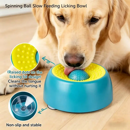 XIXI Spin-To-Eat Dog Slow Feeder Bowl - ABS Plastic Anti-Spill Lick Tray, Interactive Liquid Treat Dispenser for Calming, Anxiety & Bloat Relief