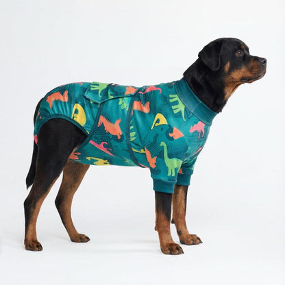 Spark Paws Dog Surgery Recovery Suit - Post-Surgery Recovery Onesie, Anti-Lick Abdominal Wound Protector, Soft Cone Alternative for Spay/Neuter - Donuts - Size S