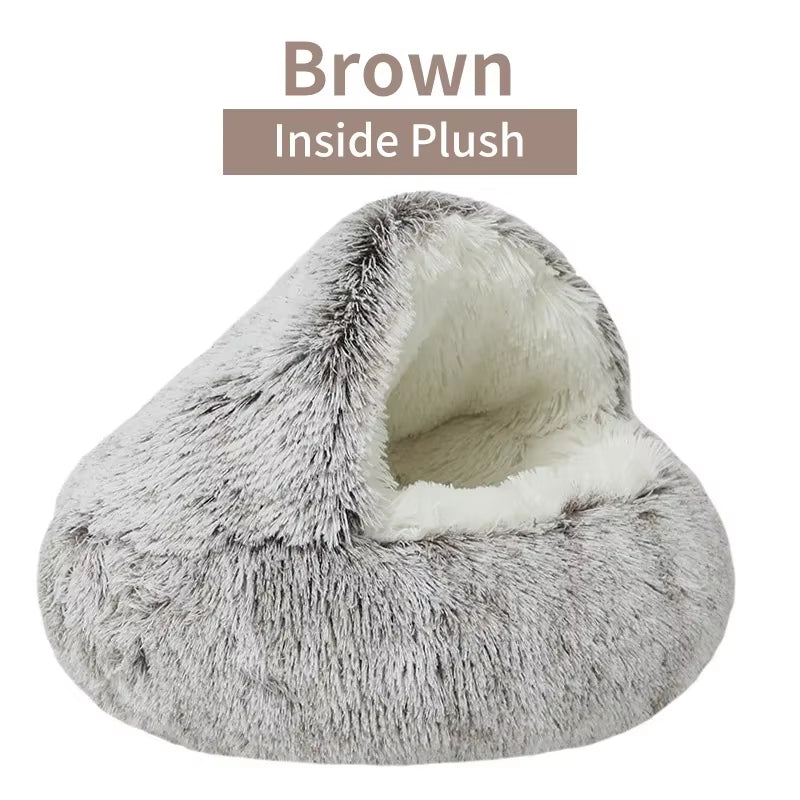 2-in-1 Plush Pet Bed for Cats and Small Dogs