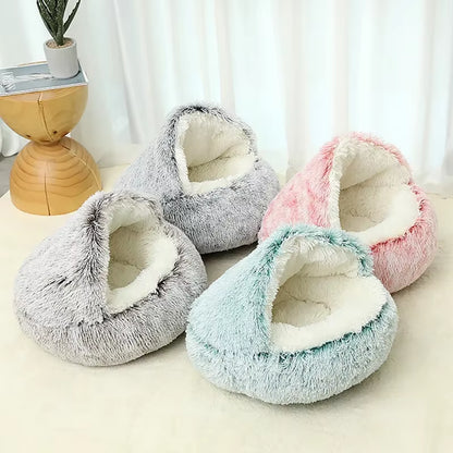 2-in-1 Plush Pet Bed for Cats and Small Dogs