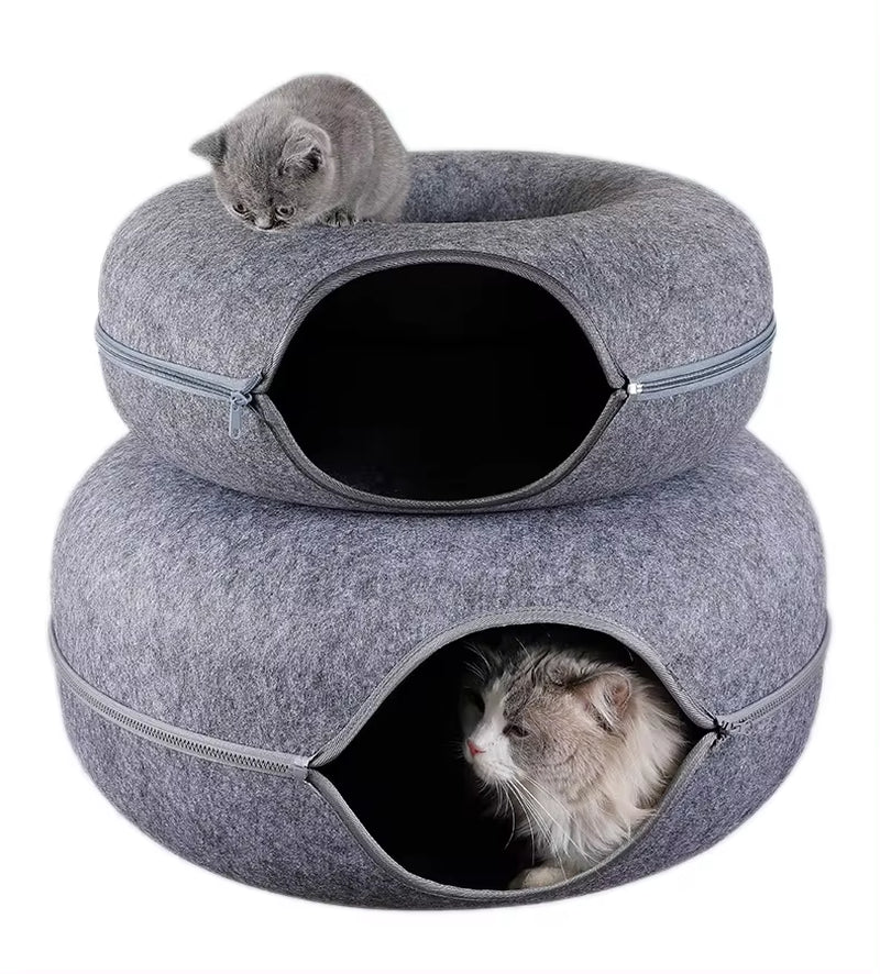 2-in-1 Donut Cat Tunnel & Bed