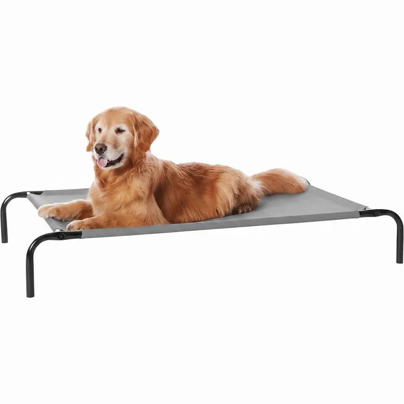 Petitrinu Classic Elevated Dog Bed with Metal Frame - Cooling Textilene Mesh Fabric, Breathable and Moisture-Proof Design for Medium/Large Dogs, Available in Two Sizes (47.24" x 31.89" x 9.45" / 35.43" x 25.59" x 8.27")