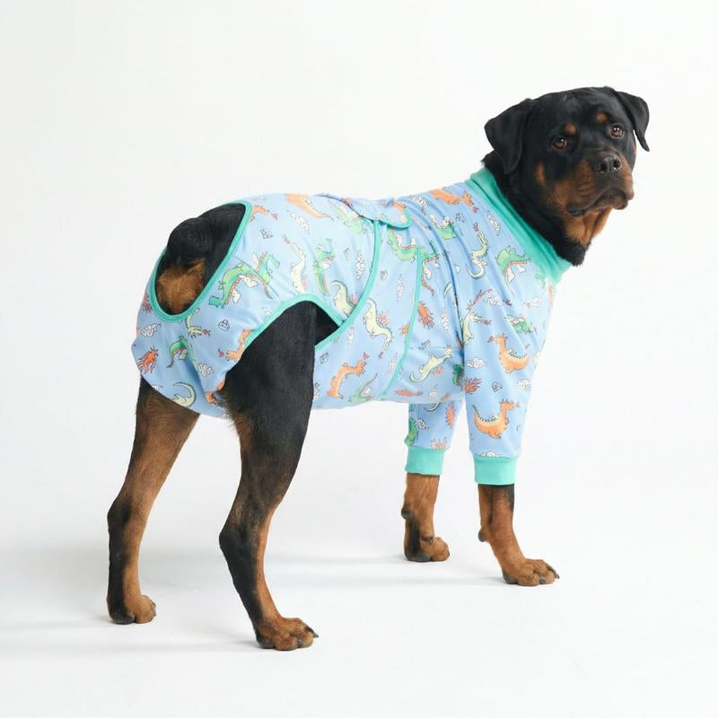 Spark Paws Dog Surgery Recovery Suit - Post-Surgery Recovery Onesie, Anti-Lick Abdominal Wound Protector, Soft Cone Alternative for Spay/Neuter - Donuts - Size S