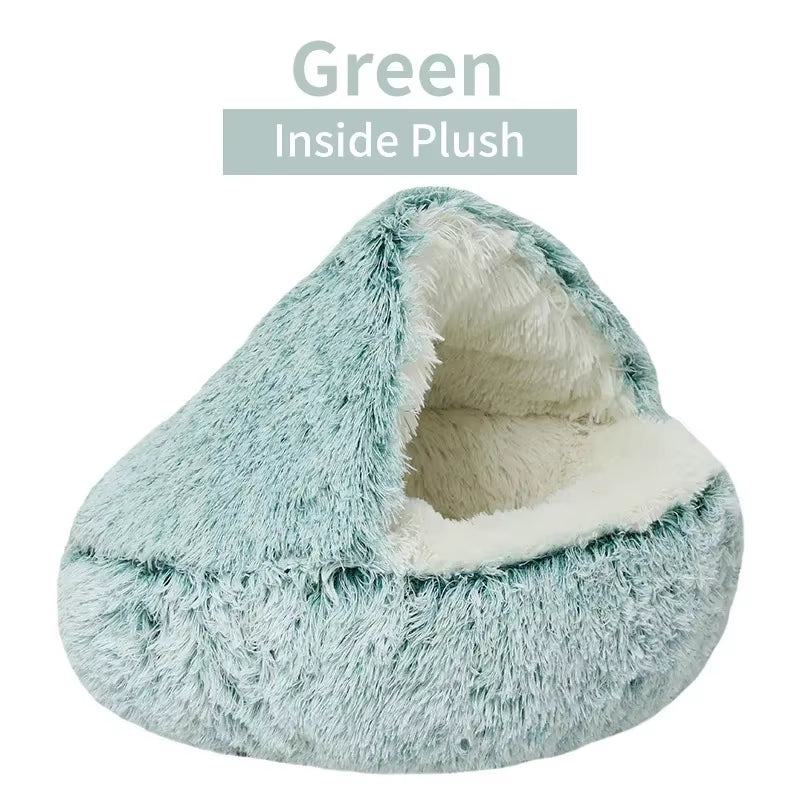 2-in-1 Plush Pet Bed for Cats and Small Dogs