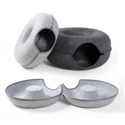 2-in-1 Donut Cat Tunnel & Bed