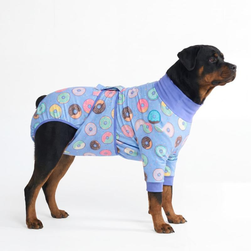 Spark Paws Dog Surgery Recovery Suit - Post-Surgery Recovery Onesie, Anti-Lick Abdominal Wound Protector, Soft Cone Alternative for Spay/Neuter - Donuts - Size S