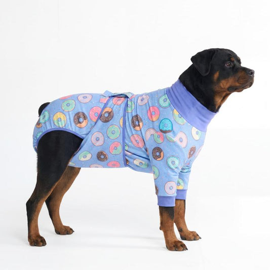 Spark Paws Dog Surgery Recovery Suit - Post-Surgery Recovery Onesie, Anti-Lick Abdominal Wound Protector, Soft Cone Alternative for Spay/Neuter - Donuts - Size S
