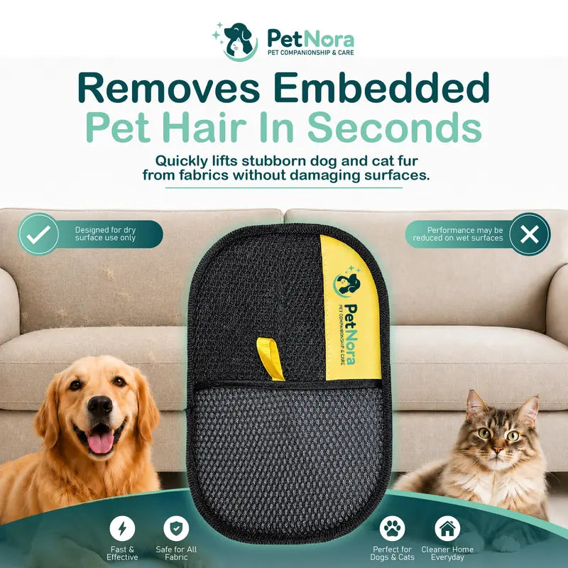 Pet Hair Remover Glove, Electrostatic Dog & Cat Hair Remover, Reusable Pet Hair Lint Cleaner for Furniture, Clothes, Car Seats